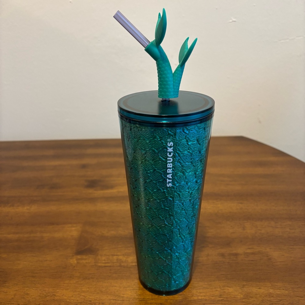 Starbucks Aqua Mermaid Tumbler with Straw 24oz NWT